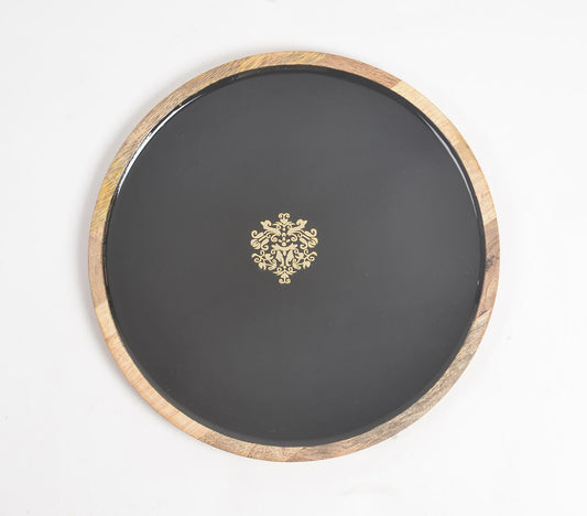 Regal Motif Noir Enameled Wooden Platter-1